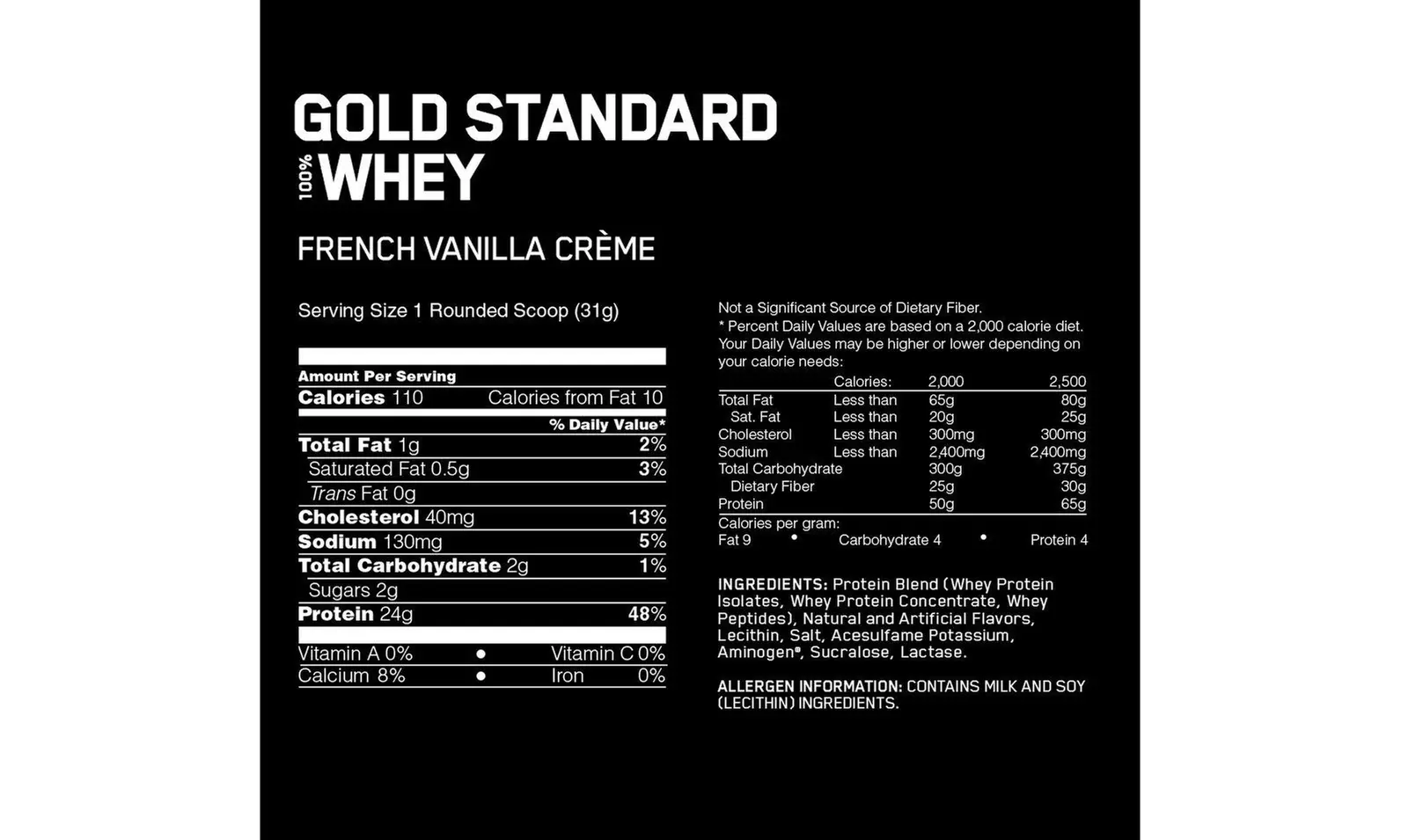 Optimum Nutrition Gold Standard Whey Protein Powder, French Vanilla Creme, 5lb - Primary Image