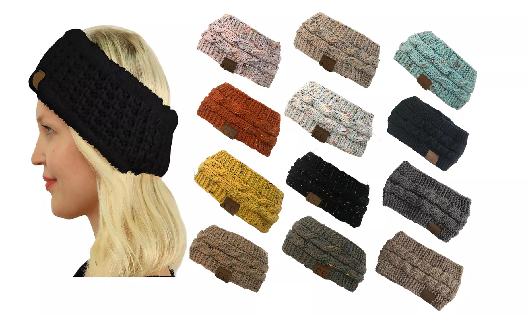 CC Winter Sherpa Polar Fleece Knit Headband Headwrap Hat Cap - Primary Image