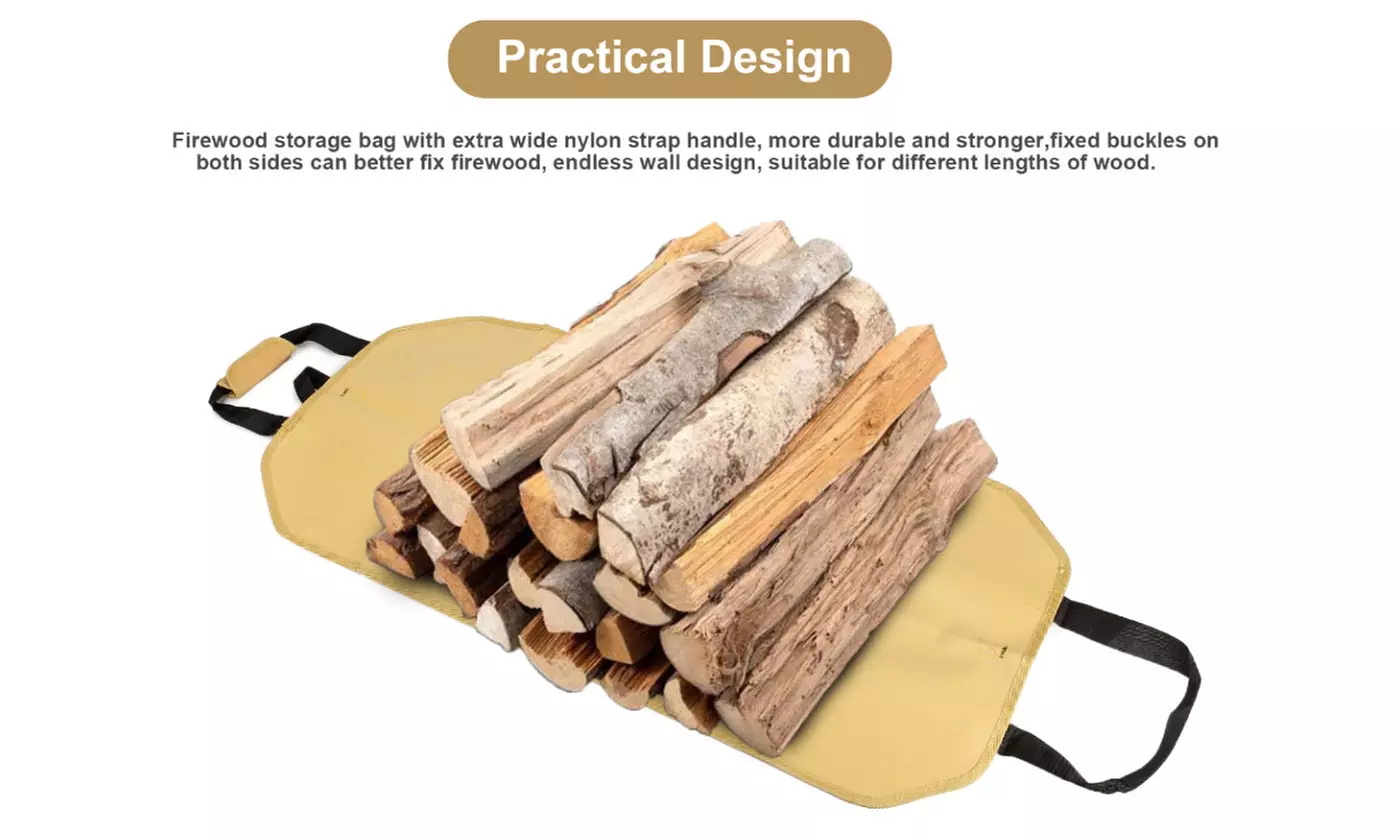Heavy Duty Camping Firewood Log Carrier Tote Bag with Strap