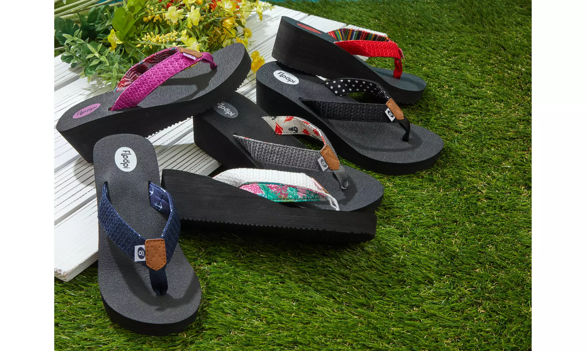 Floopi Women's Thong Flip Flop Wedge Sandals