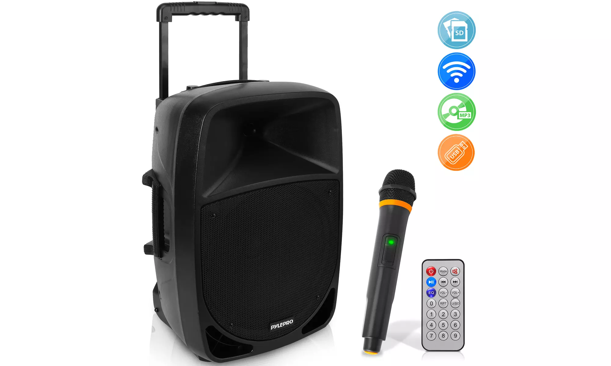 Bluetooth PA speaker with wireless microphone - Portable Karaoke Speaker System - Primary Image