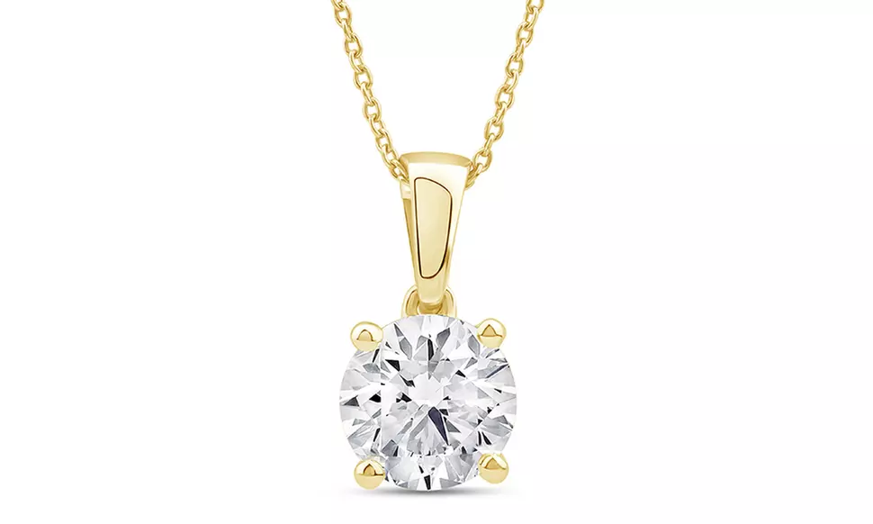 1 - 2 Carat Round Lab-Grown Diamond Solitaire Pendant Necklace in 14k Gold - Primary Image