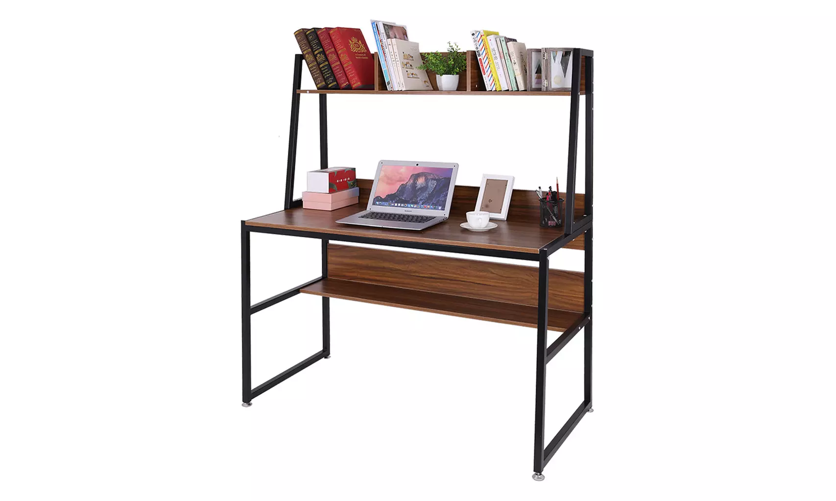 Computer Desk With Bookshelf 47-inch Home Office Desk Space-Saving Design - Second Medium