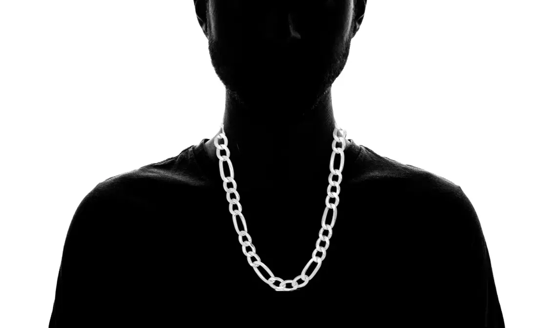 Men's 8.50MM Figaro Chains in Solid Sterling Silver  - Second Medium