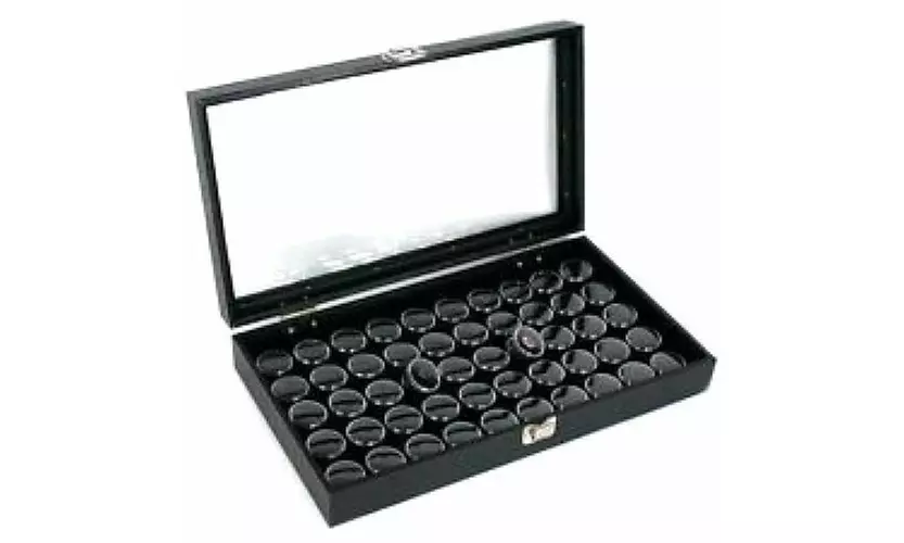 Glass Top 50 State Quarter Coin Collectors Showcase Display Case Box - Second Medium
