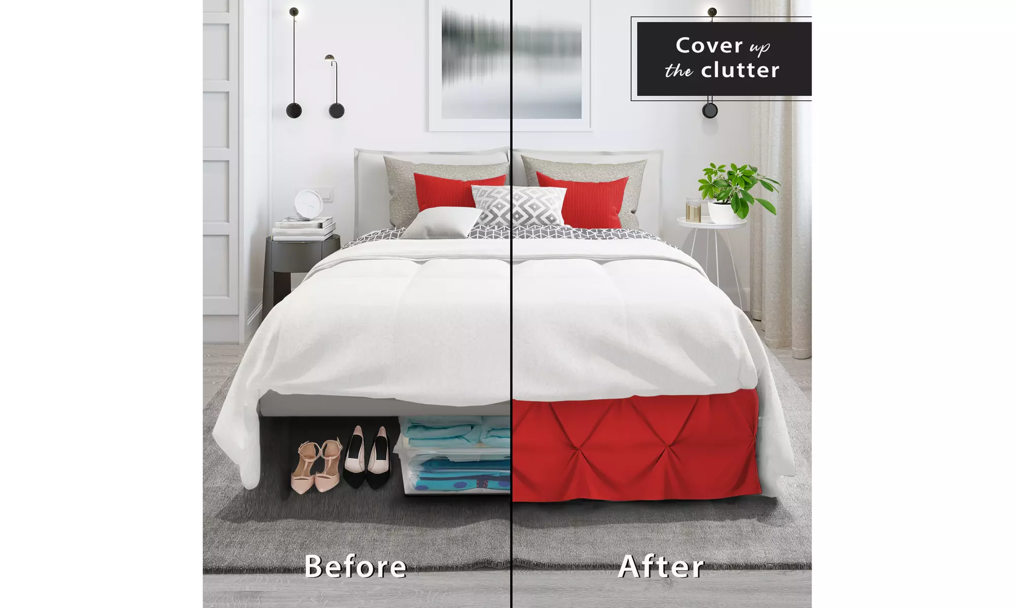 Nestl Pinch Pleat Bed Skirt - 14 inch Tailored Drop Pintuck Dust Ruffle