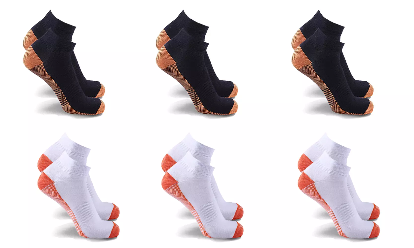 Copper-Infused Compression Ankle Length Socks (3- or 6-Pairs) - Primary Image