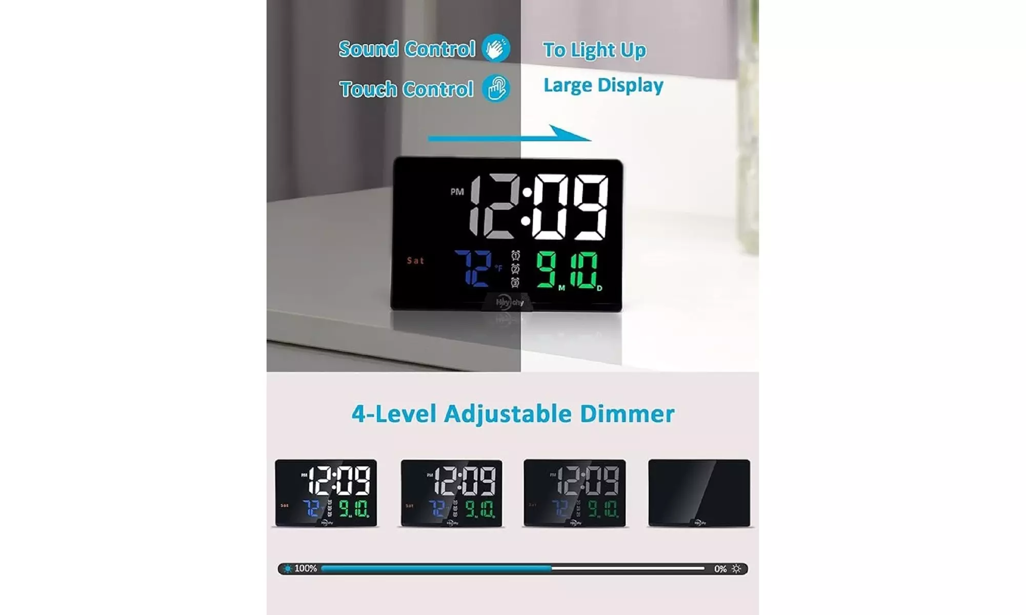 Digital Alarm Clock with LED Digital Non-Glare Screen Display 