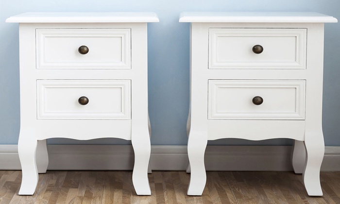 Set Of 2 Bedroom Furniture Storage Bedside Table Nightstand 2 Styles Groupon