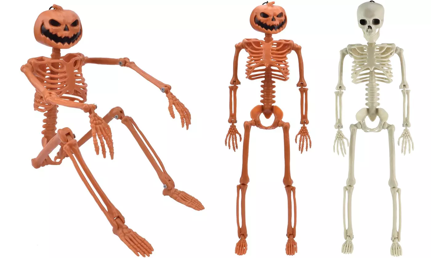 15" Halloween Skeletons Decorations Full Body Posable Joints Haunted House Props - Primary Image