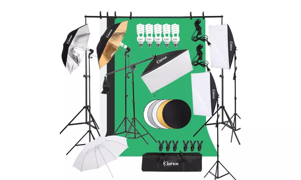 10ft Photography Background Softbox Umbrella Lighting Kit w/Five Reflector Set