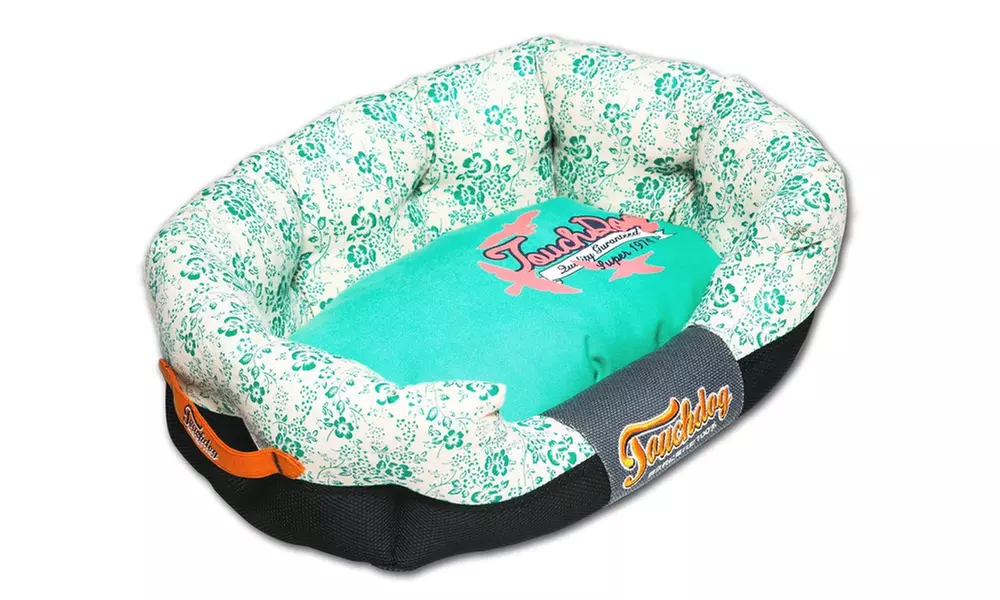Touchdog Floral-Galore Plush Rectangular Rounded Designer Dog Bed - Primary Image
