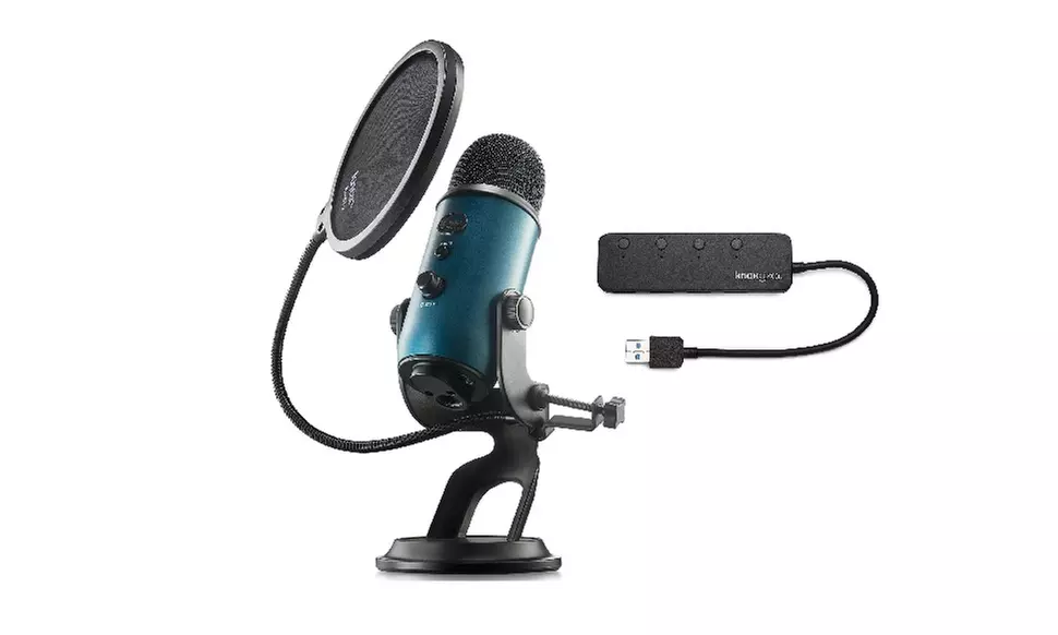 Blue Microphones Yeti Teal USB Mic with Knox Gear USB Hub and Knox Pop Filter - Primary Image