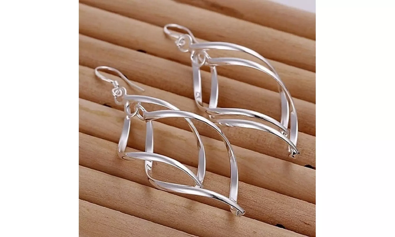 Twisted Sterling Silver Double Drop Earrings