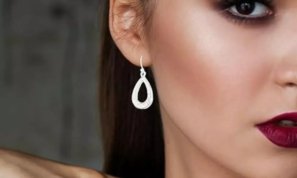 Italian Made 925 Sterling Silver Diamond Cut Teardrop Hook Earrings For Women