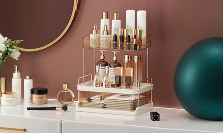 Laromni 3-Tier Makeup Organizer For Vanity Perfume Cosmetics Skin Care Organizer Clear