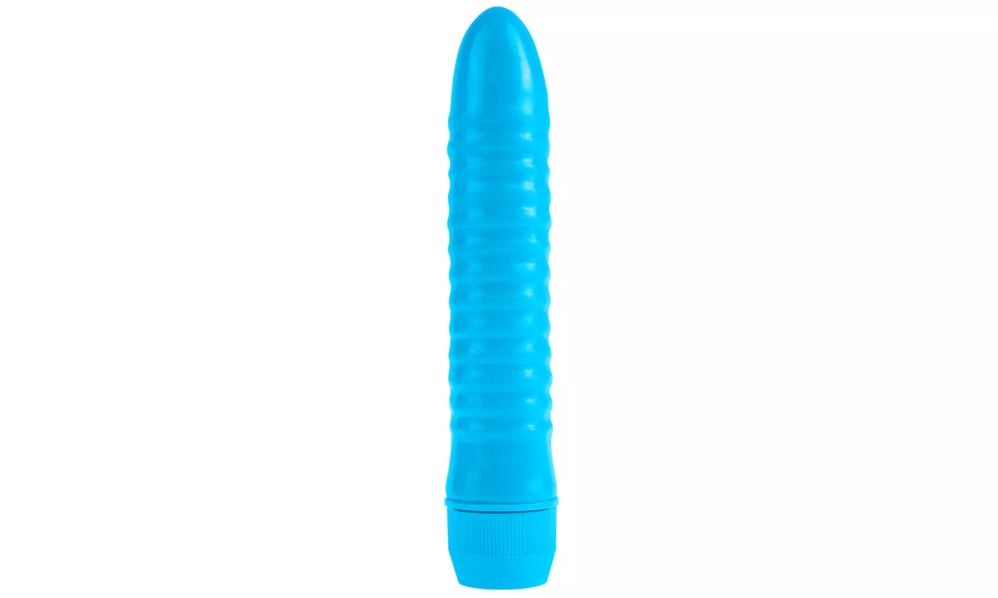 Neon Ribbed Rocket Vibrator Blue  - Primary Image