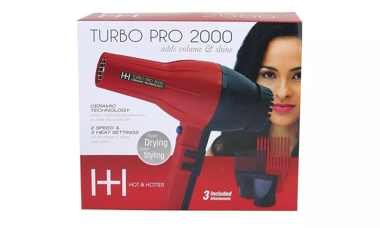 Ceramic Ionic Turbo Pro 2000 ac Hair Dryer With Comb - Primary Image