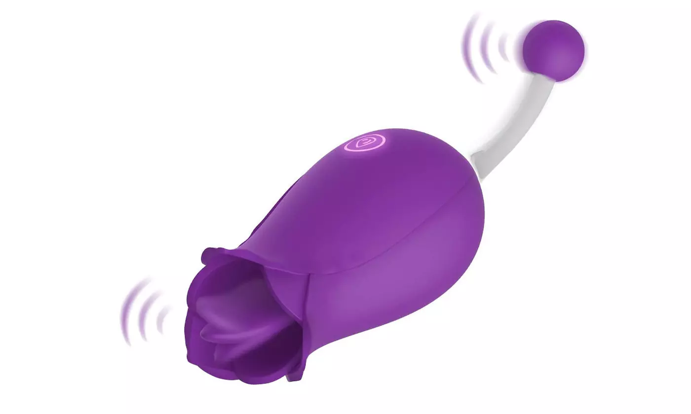 2 in 1 Licking G-Spot Clitoral Vibrator Tongue Stimulator Nipple Massager 