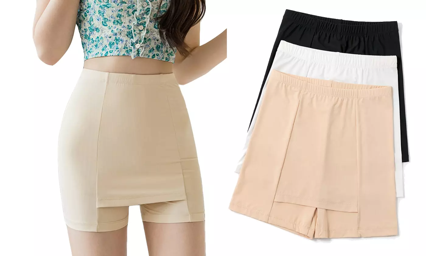 Double-Layer Front Crotch Ice Silk Safety Shorts Seamless Anti-Slip Boxer Shorts - Primary Image