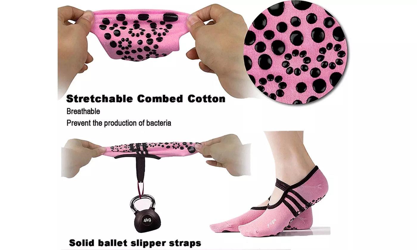 1-3 Pair Yoga Sock for Women Non-Slip Grips & Straps Dance Socks Pilates Socks