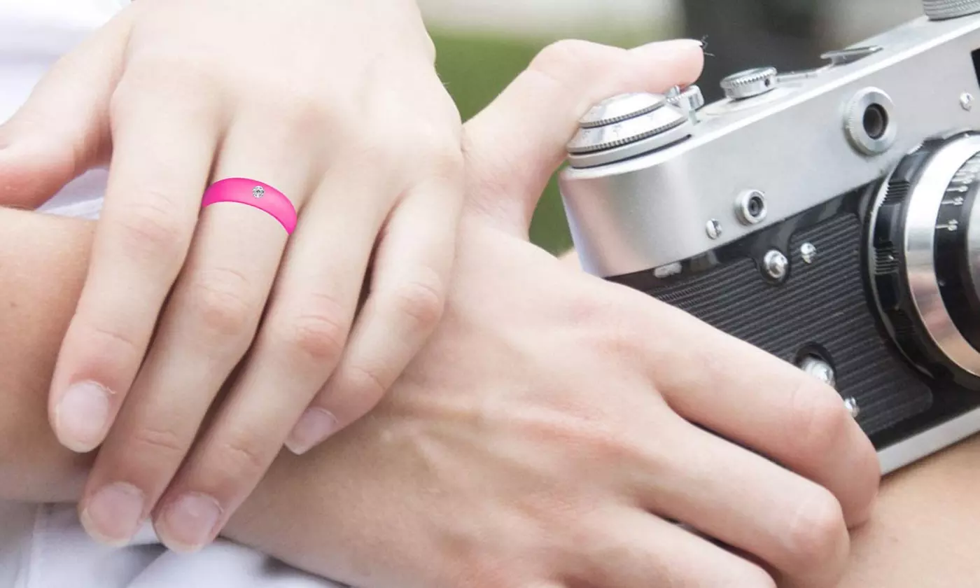 10 Pcs Women Silicone Diamond Wedding Rubber Ring Band Solitaire Rhinestone 