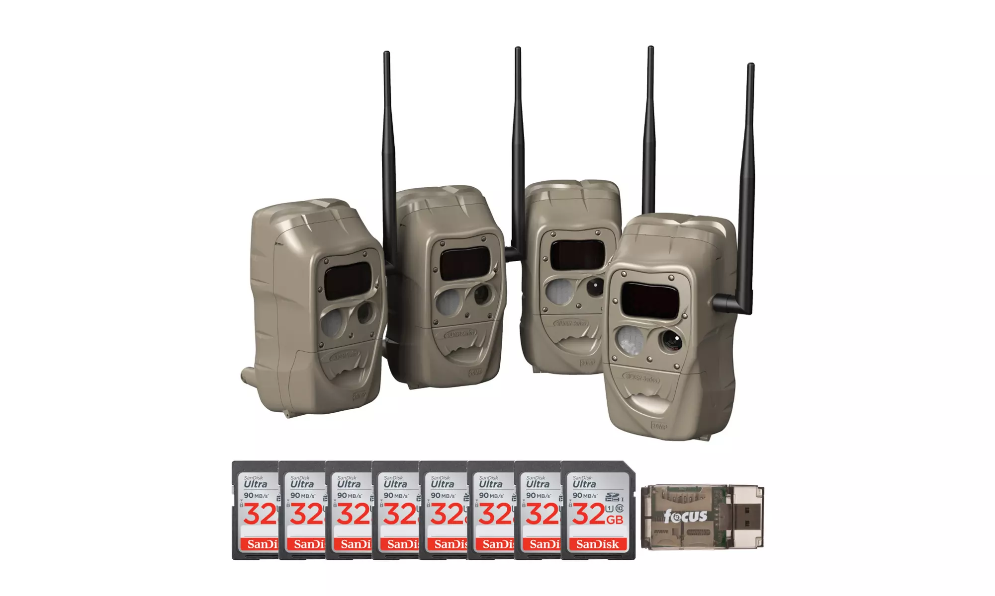 Cuddeback CuddeLink Black Flash J-1538 Cameras (4pk) with 8 SD Cards and Reader. - Primary Image