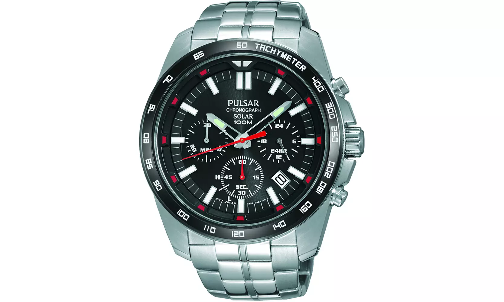 Pulsar PZ5005 Men's Sport Collection Solar Chronograph Watch in Silver - Primary Image