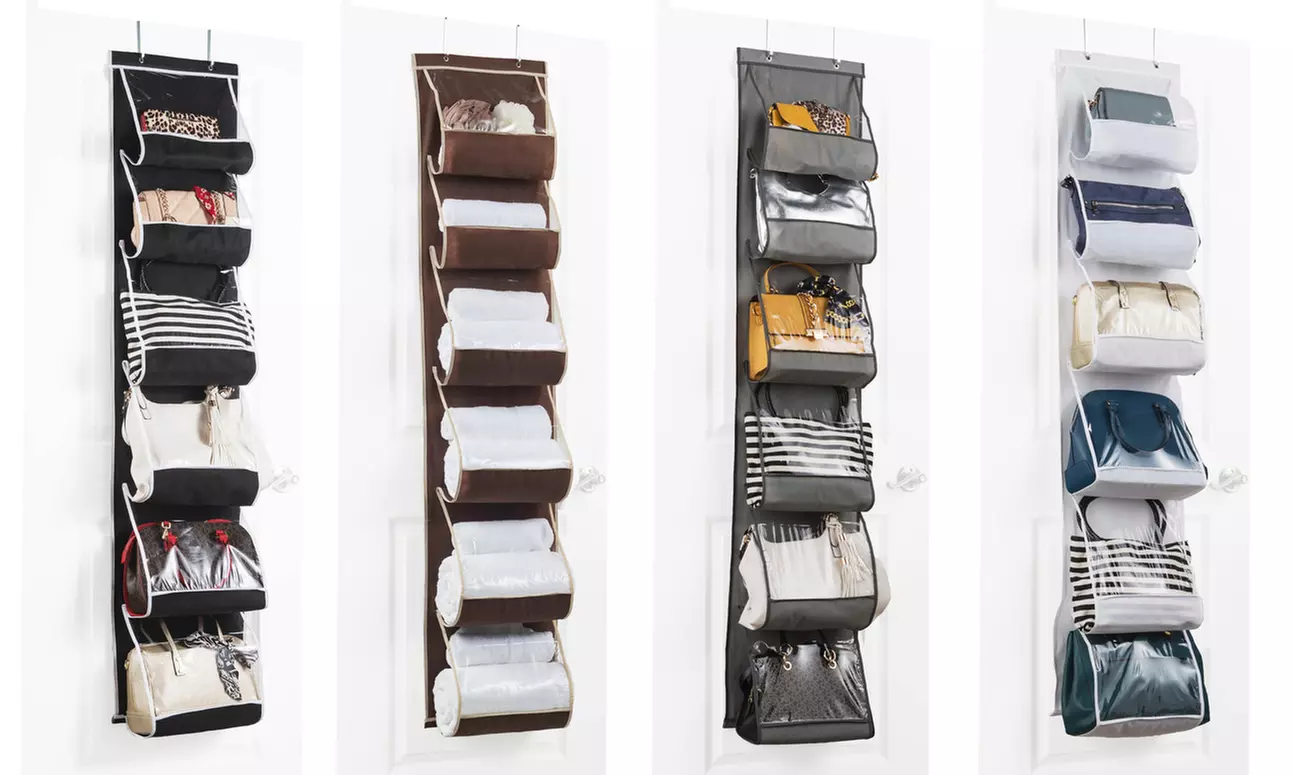 Over The Door Purse Organizer & Storage Handbag Organizer with 6 Deep Pockets - Primary Image