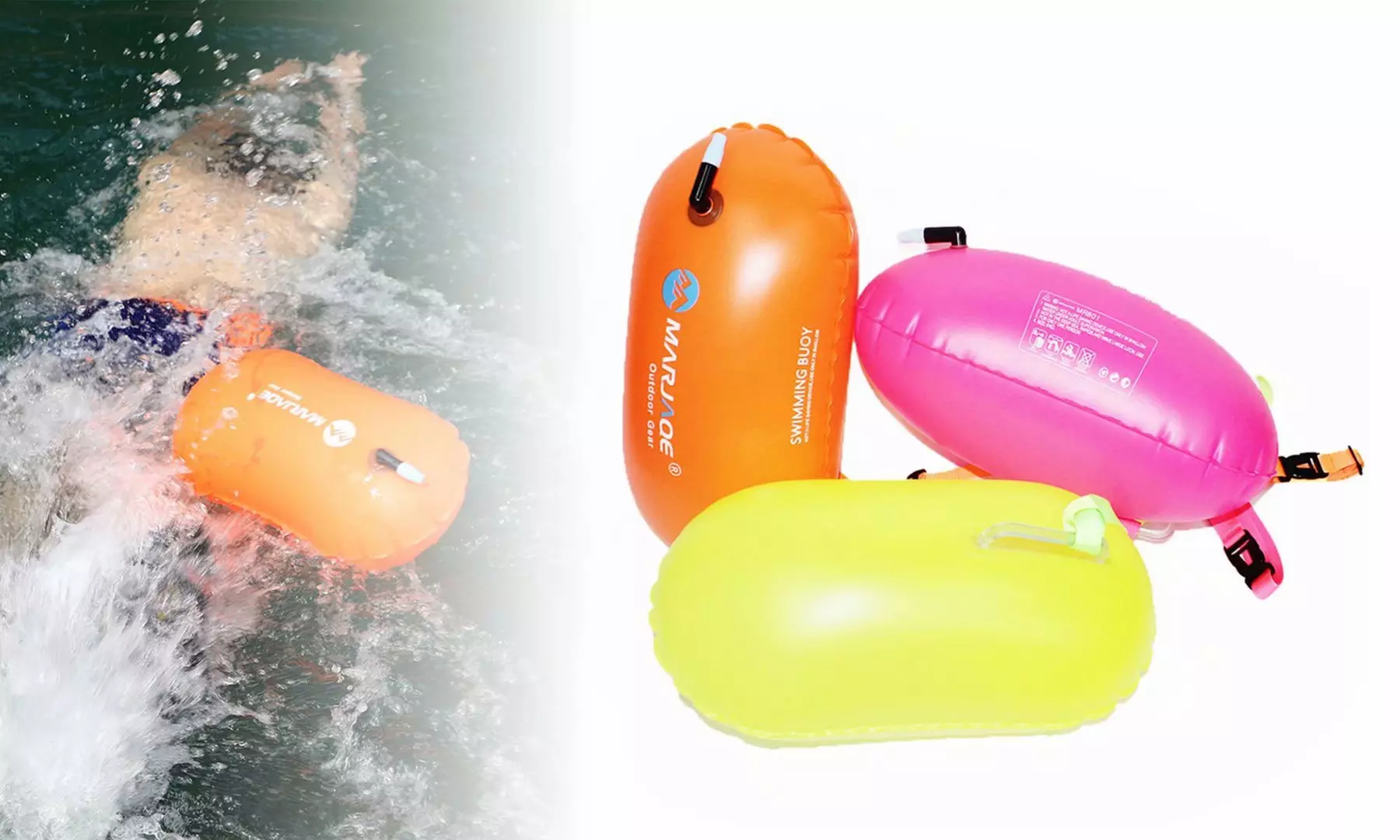 Swim Safety Float and Drybag Open Water Swim Buoy Float Safer Swim Training - Primary Image