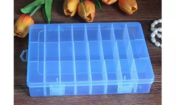 2-Pack 24 Grids Plastic Storage Box Jewelry Earring Tool Containers Organizer