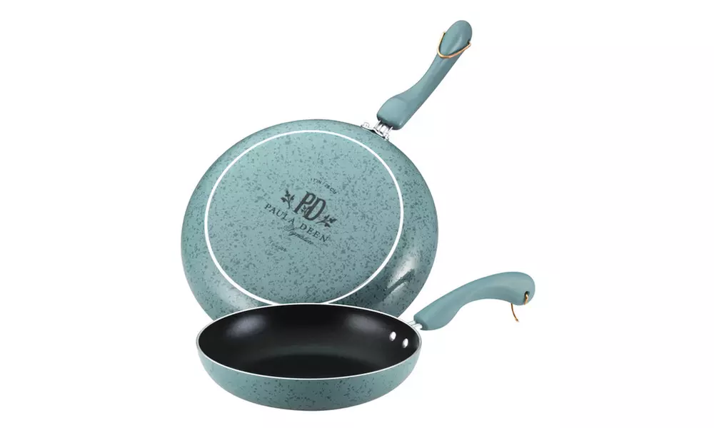 Paula Deen Signature Collection Porcelain 9in and 11in Skillets Aqua Speckle - Primary Image