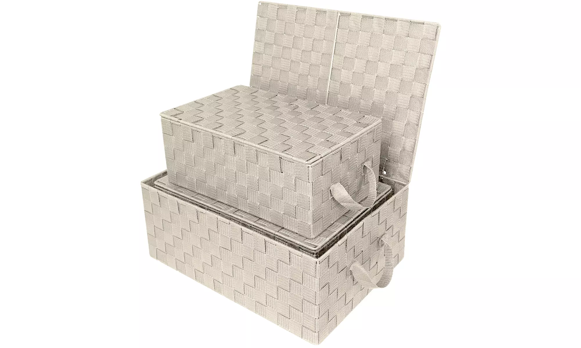 3-Pack Storage Box w/ Lid for Closet & Shelves - Woven Fabric Basket Organizer