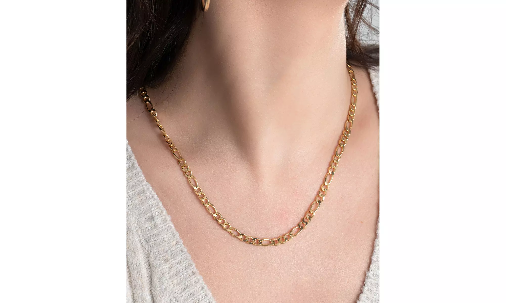 18K Gold Plated Figaro Chain Necklaces Multiple Sizes