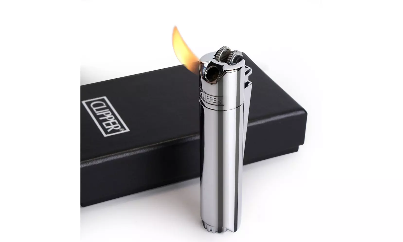 Clipper Tobacco Pipe Butane Refillable Metal Lighter - 45 Angle Soft Flame - Primary Image