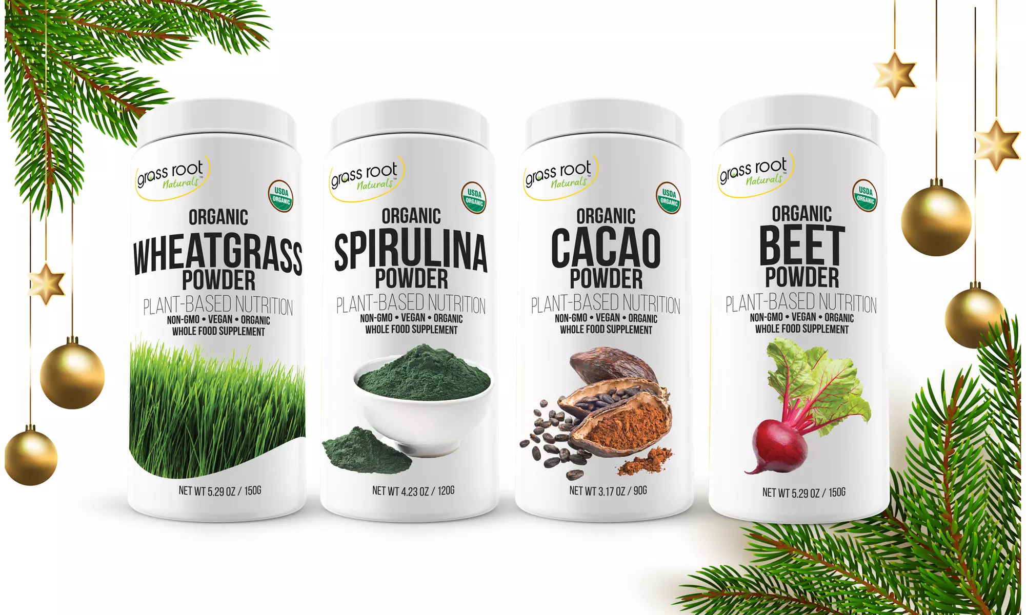 Certified Organic Superfood Powders Holiday Gift Bundle (4-Pack) - Primary Image