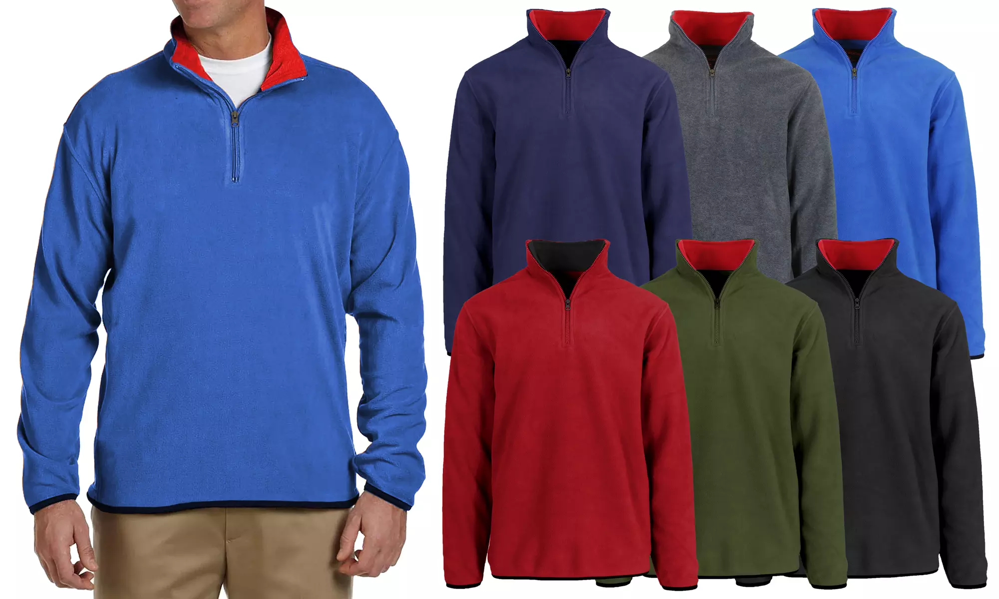 3-Pack Men's Polar Fleece Pullover Quarter Zip Sweater (Sizes, S-XL)