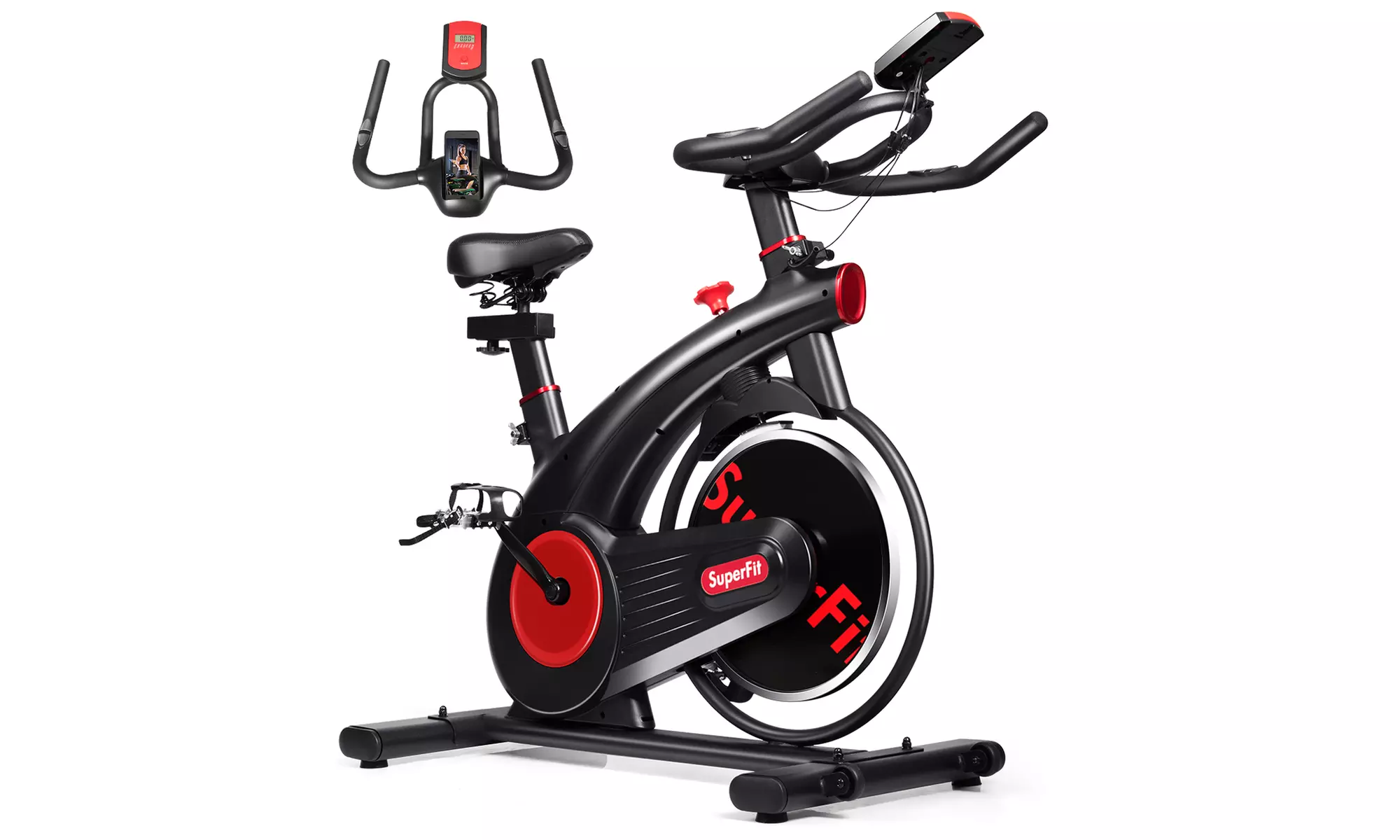 Stationary Exercise Bike Silent Belt Drive Cycling Bike 20LBS Flywheel Home Gym - Primary Image