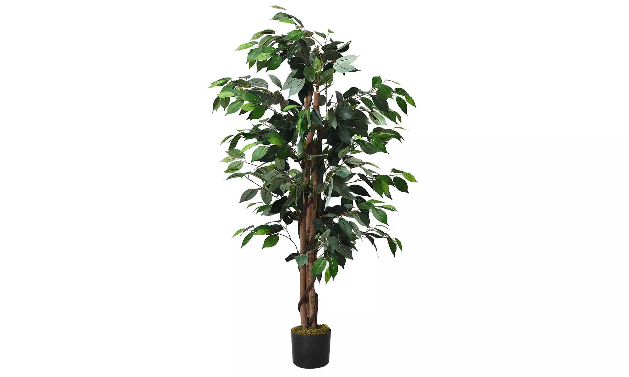 Costway 4'/6' Artificial Ficus Silk Tree Wood Trunks Green In/Outdoor Home Decor - Primary Image