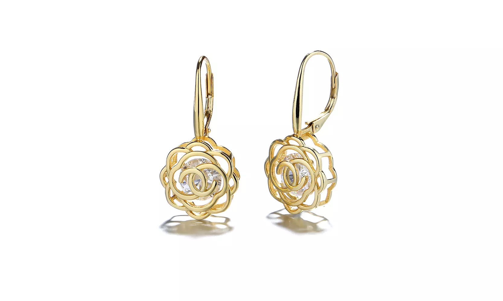 Leverback Rose Earrings with crystals from Swarovski - Multiple Options