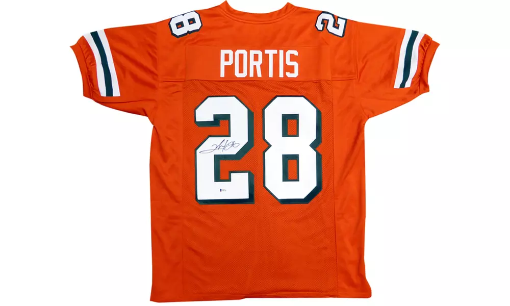 Clinton Portis Autographed Orange Custom Jersey  - Miami Hurricanes - Primary Image
