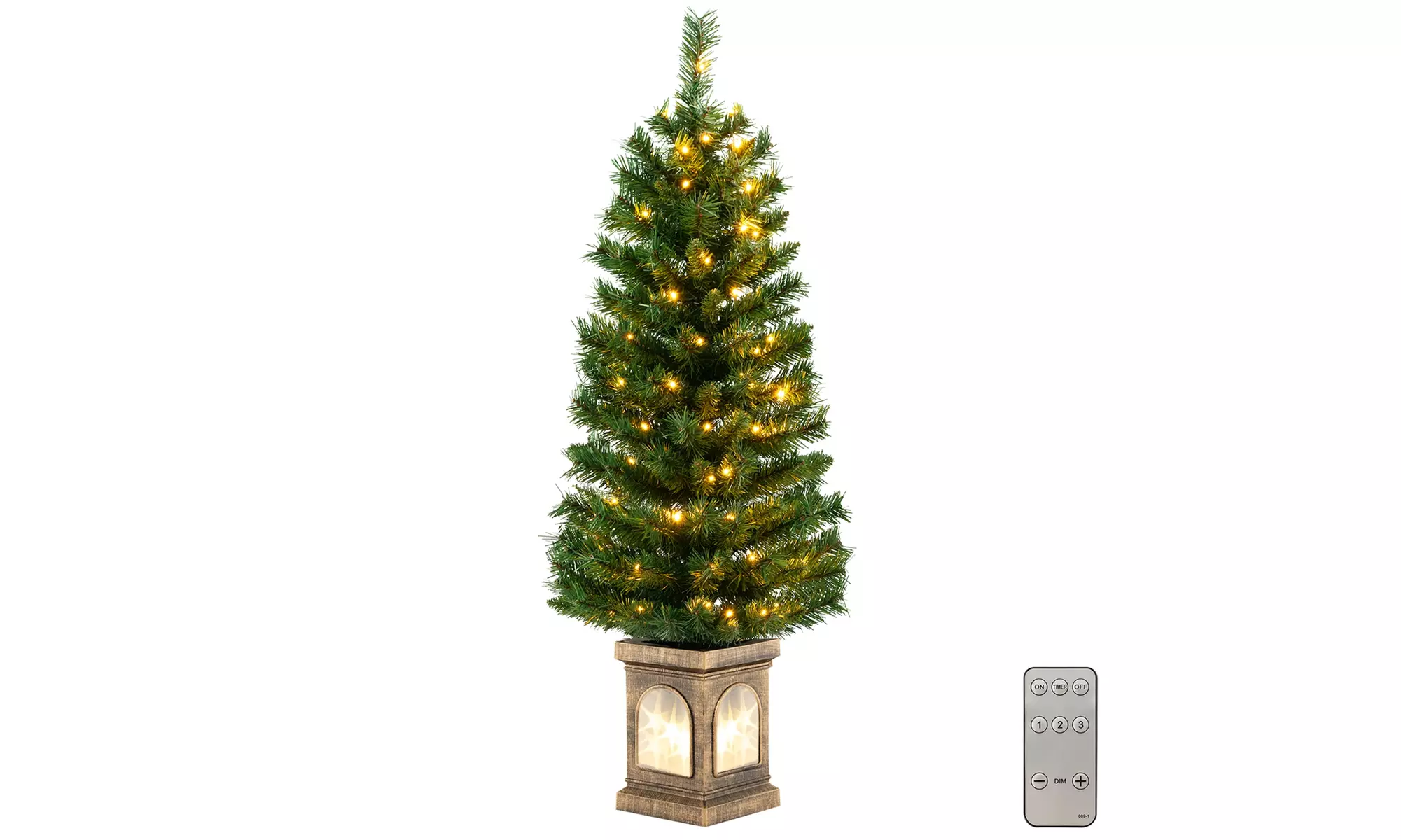Costway 4 FT Pre-Lit Potted Christmas Tree Artificial Decor 3 Lighting Modes
