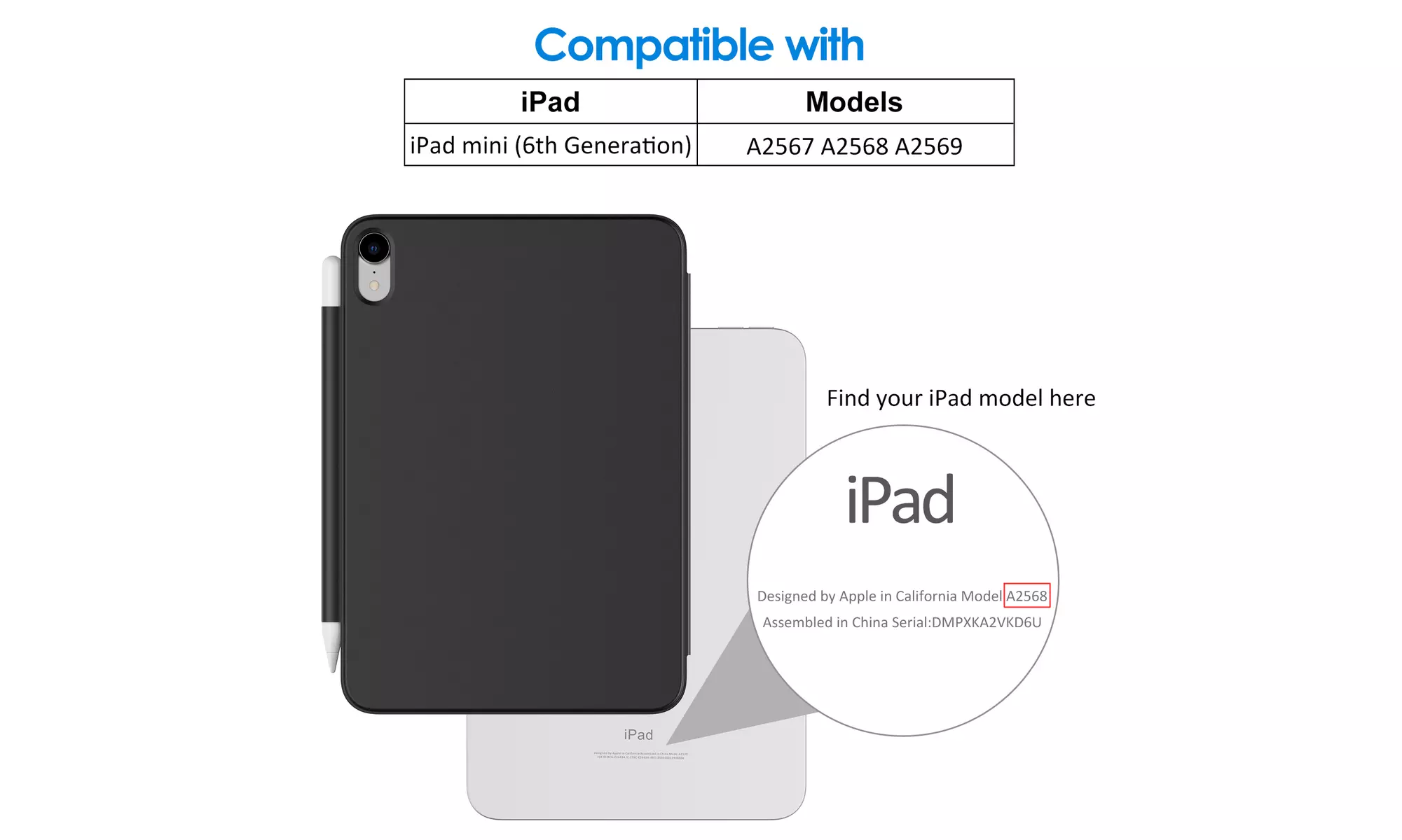 Case for iPad Mini 6 (2021 Model), Magnetic Attachment, Auto Wake/Sleep