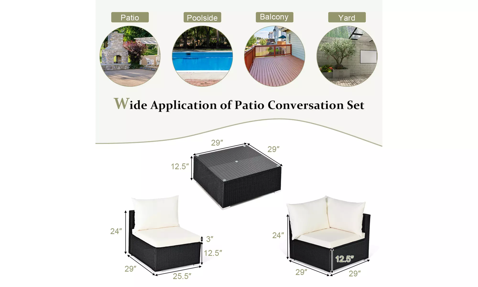 Costway 7PCS Patio Rattan Sofa Set Sectional Conversation Furniture Set Garden