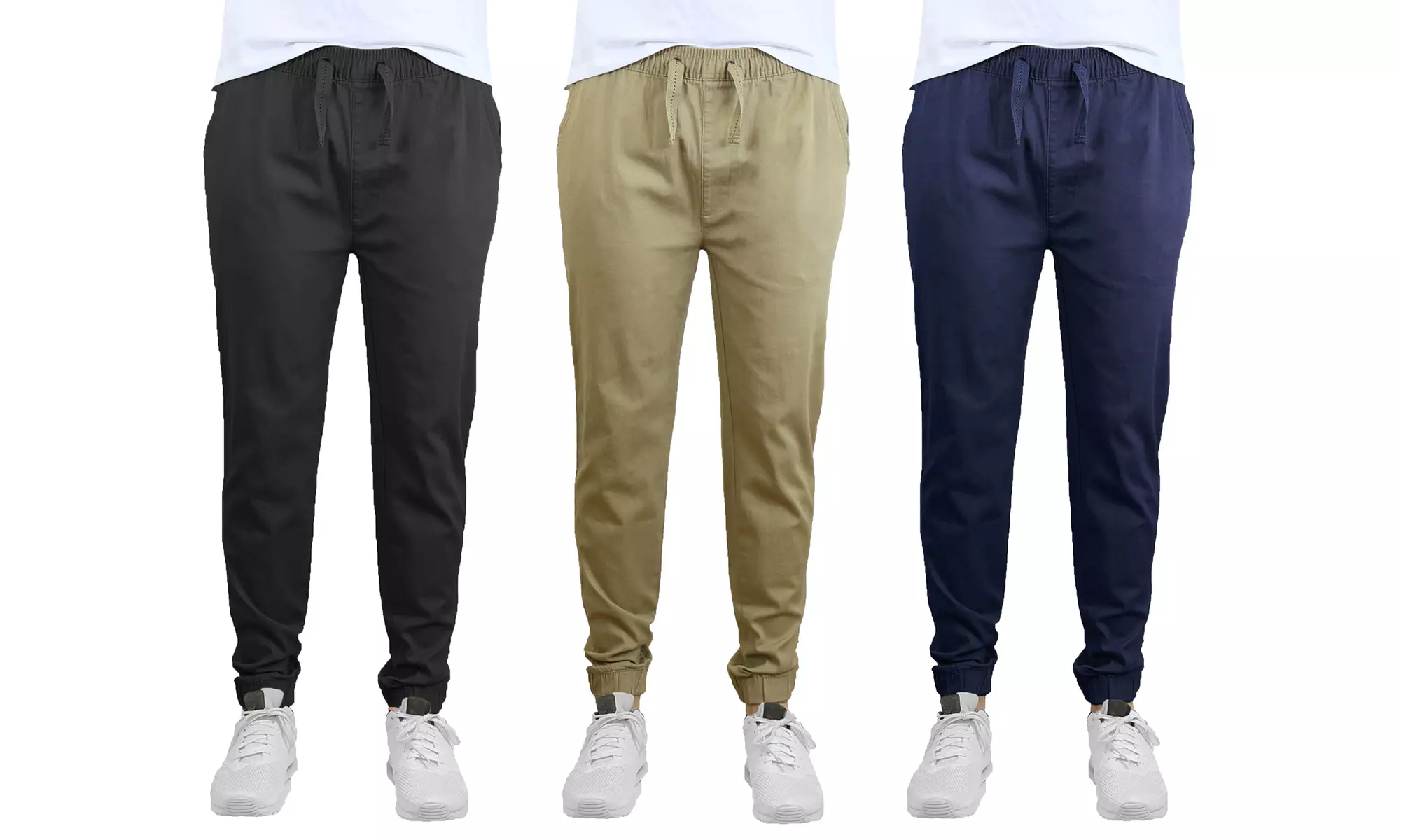 3-Pack Galaxy By Harvic Men's Slim-Fit Stretch Twill Joggers (S-2XL)
