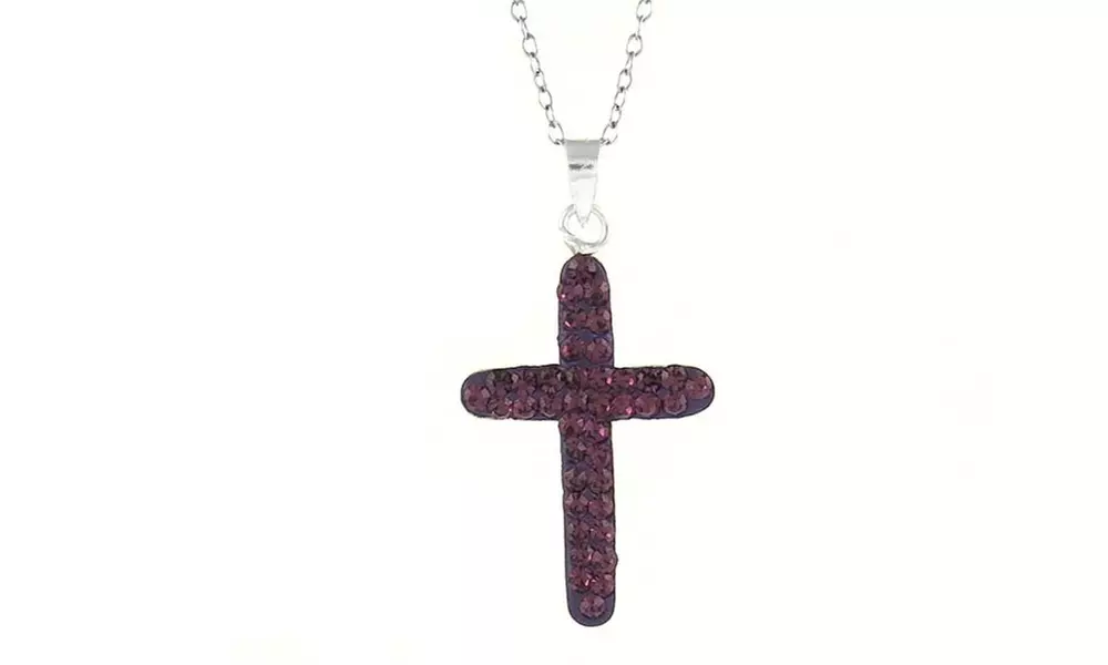 Sterling Silve Cross Necklace With Crystals From Swarovski