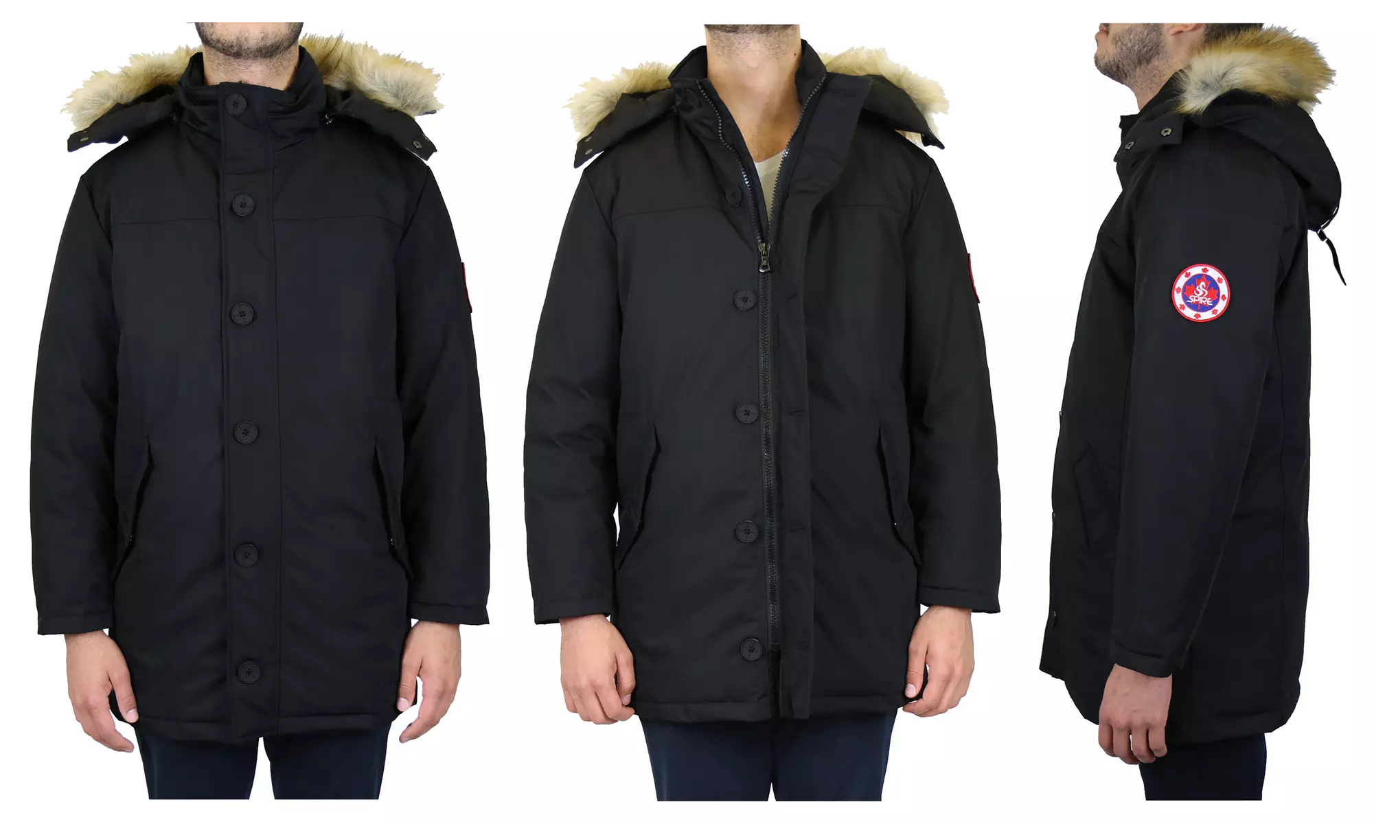 Spire By Galaxy Men's Heavyweight Parka Jacket with Detachable Hood (S-2XL)