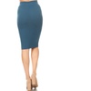 Image 7: Casual Elastic High Waist Office Work Wear Solid Pencil Midi Skirt Made in USA