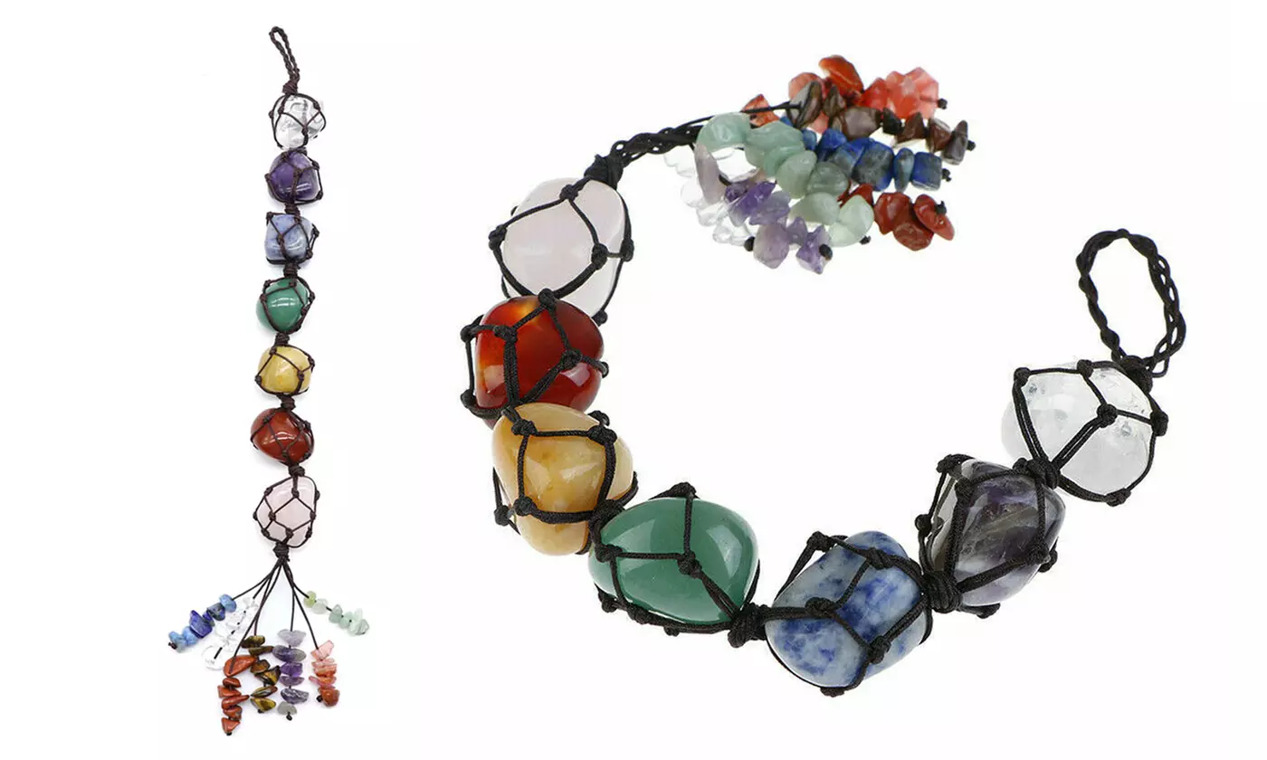 7 Chakra Natural Crystal Gemstone Tassel Hanging Stones Ornaments Car Home Decor