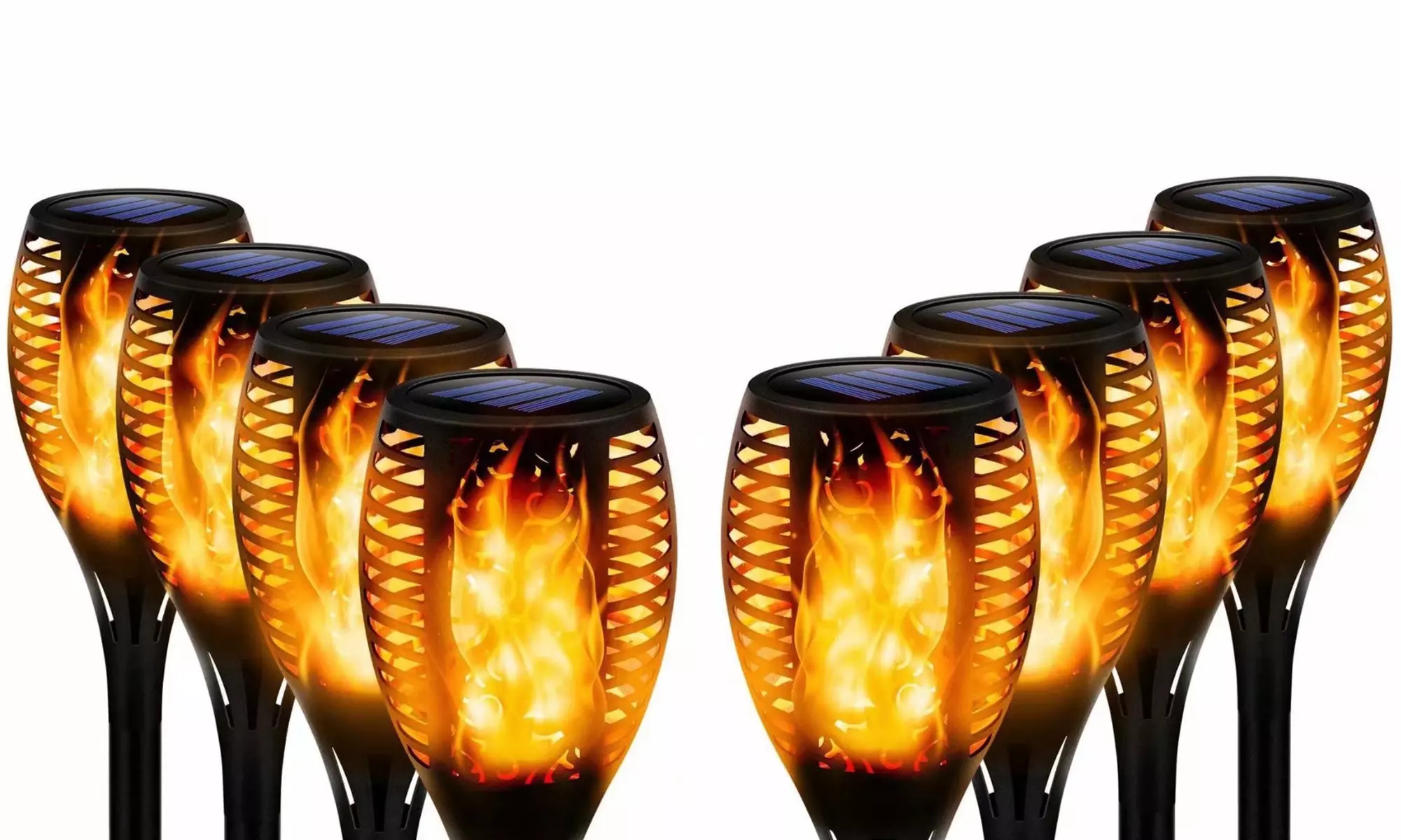 LED Solar Torch Light With Flickering Flame Outdoor Decor, Multiple Colors